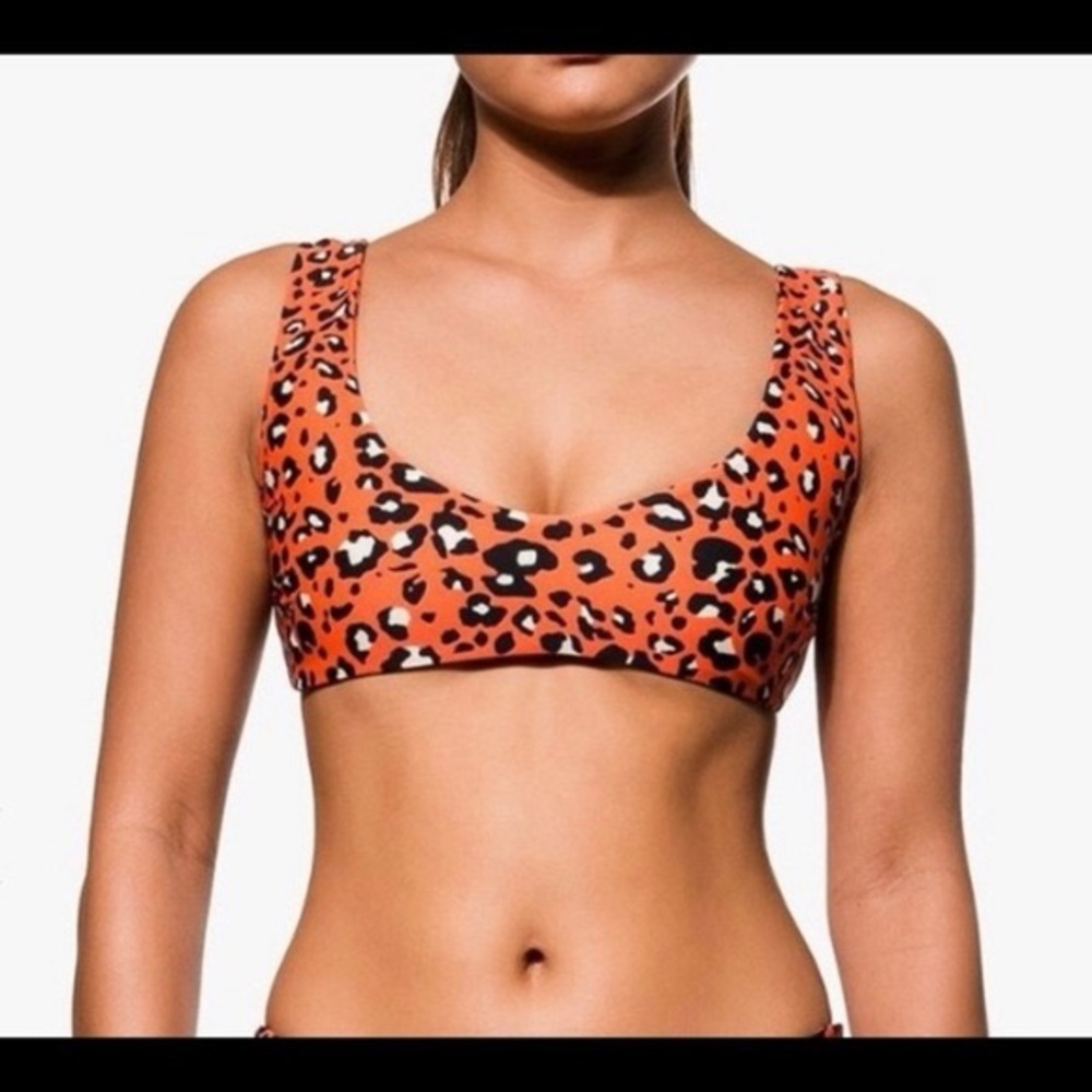 Black Bough orange cheetah swim top